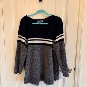 Karen Scott Black and Gray Striped Sweater
